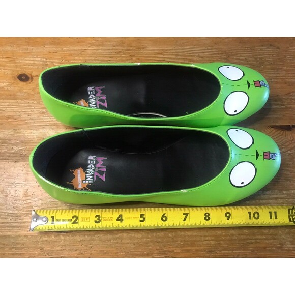 Nickelodeon Invader Zim Women's Shoes Slip On Green Cartoon Rare HTF Flats - Picture 12 of 14